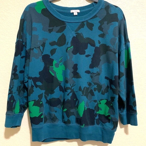 Gap green sweatshirt top camouflage long sleeve crew neckline sweater size S - Picture 1 of 6